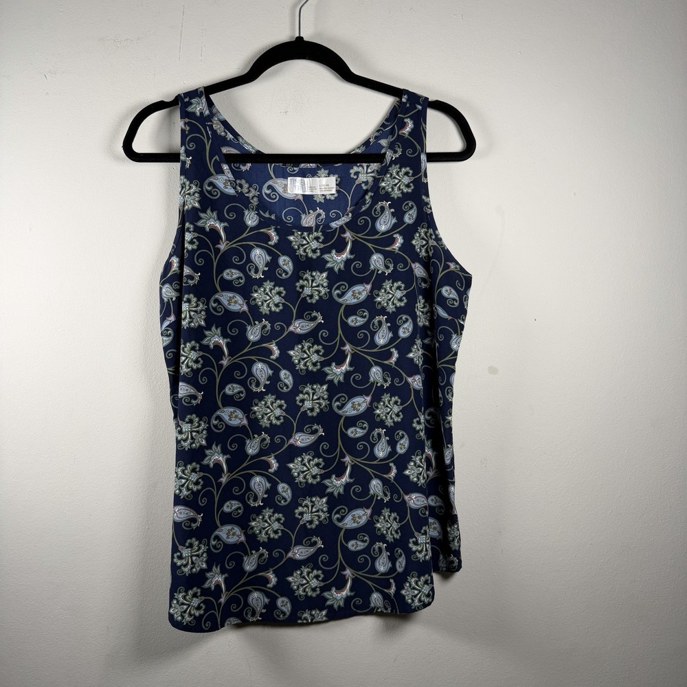 Time Tru Womens Large 12 Tank Top Paisley Beach Coastal‎ Artsy Multicolor Summer